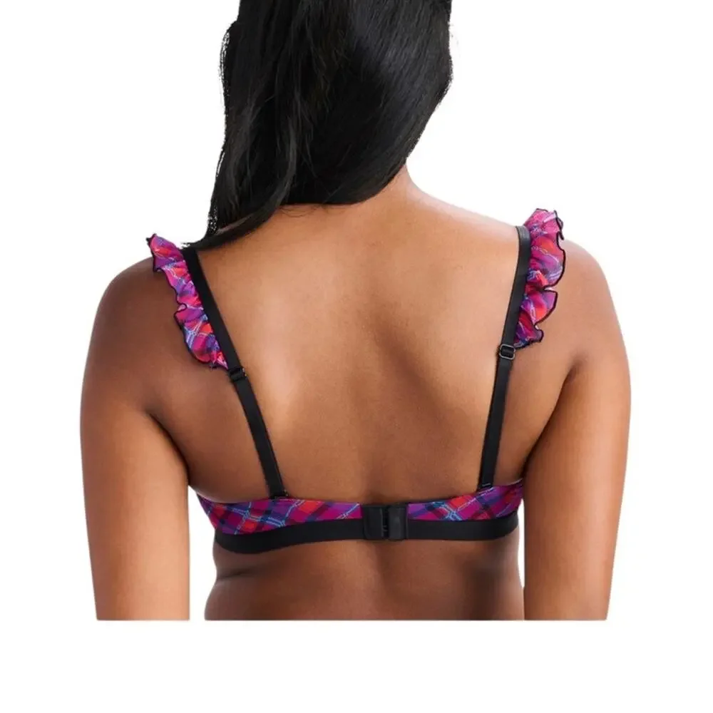 Parade ruffle strap size L Bra - pink and blue